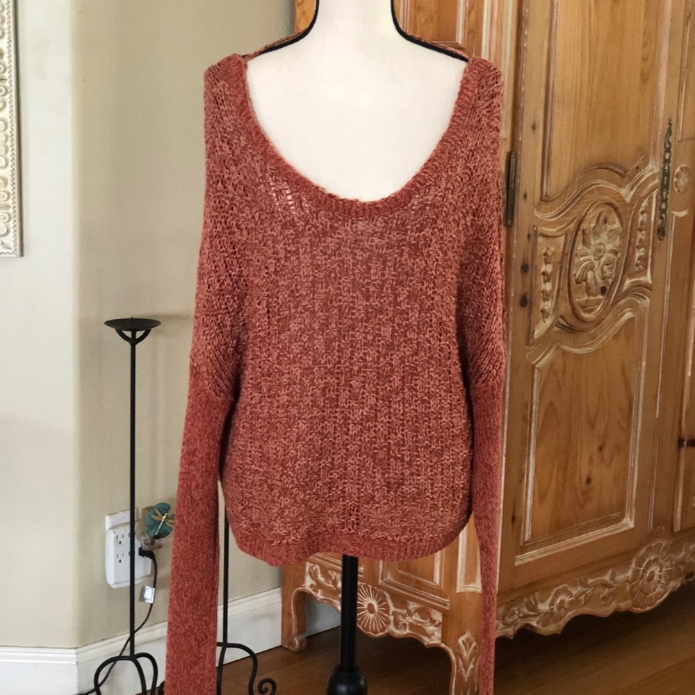 Free People Oversized V-neck Knit Sweater